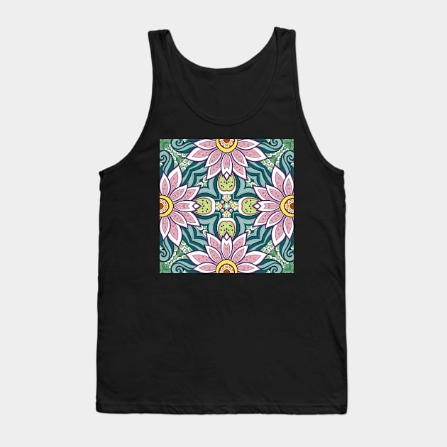 Ethnic Pattern with Mosaic Floral Motif Tank Top by lissantee